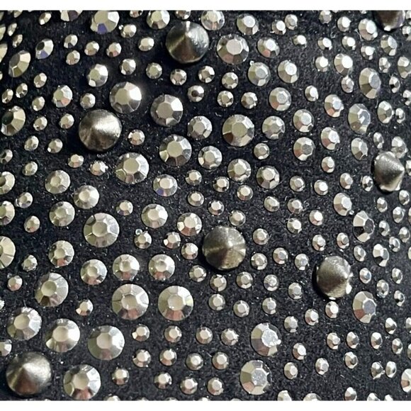 Stuart Weitzman Sz 6 M 6M Black Silver Studded Spiked Smoking Loafers Shoes - Picture 7 of 16